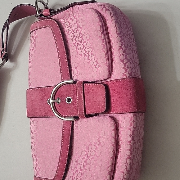 バッグ Coach Signature Accessory Pouch Pink Bag Coach Hand Bag Signature Patchwork Pouch Pink y2k Women's